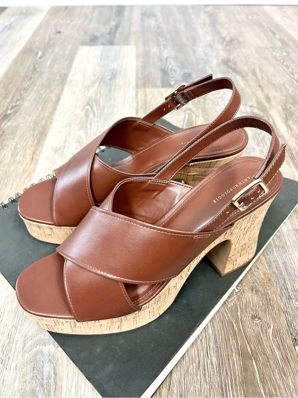 ANTHRO 🦤 By Anthropologie Cross Strap Woven Platform Sandals - Size 10
